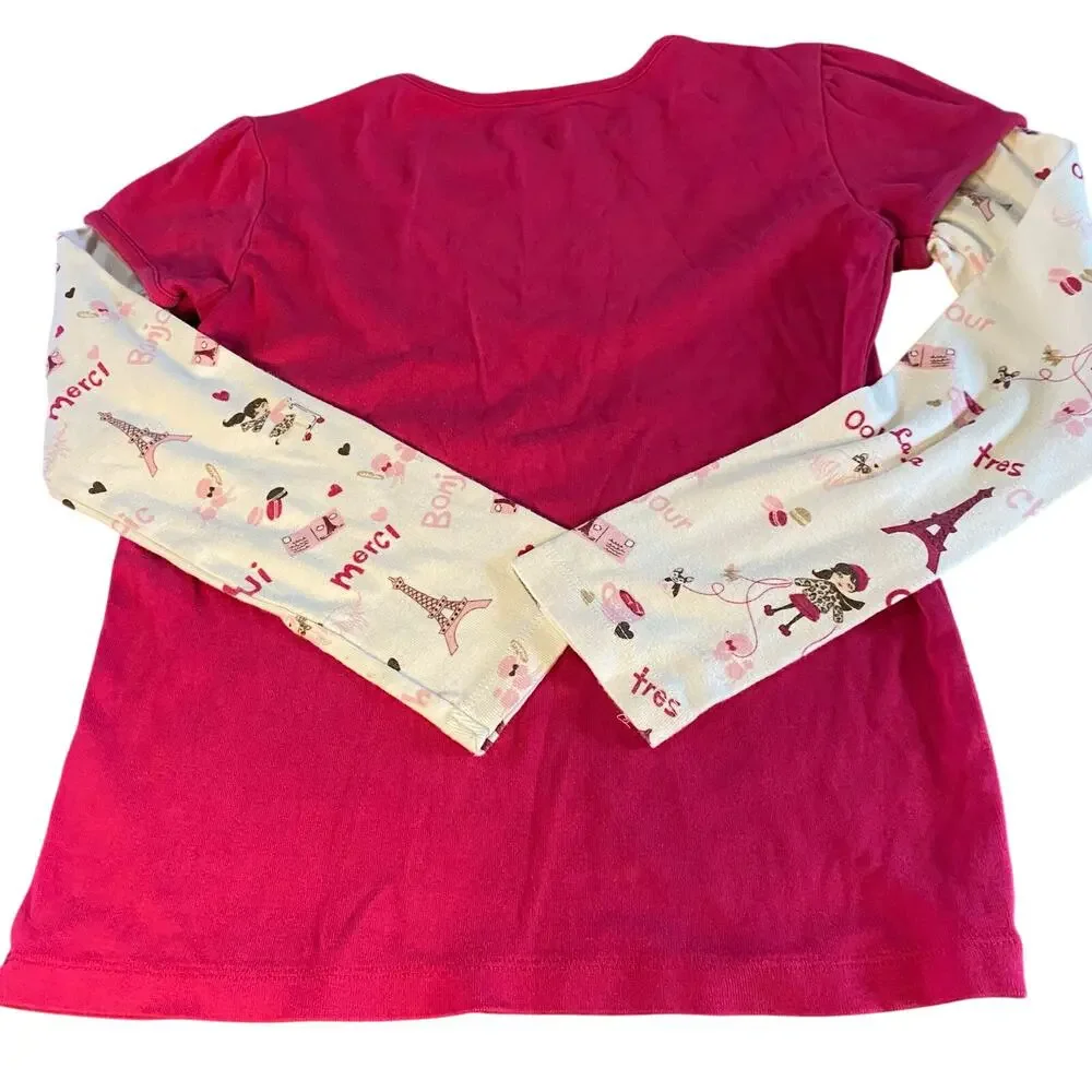 Gymboree pink Paris Eiffel Tower long sleeve graphic shirt‎ SIZE 10
